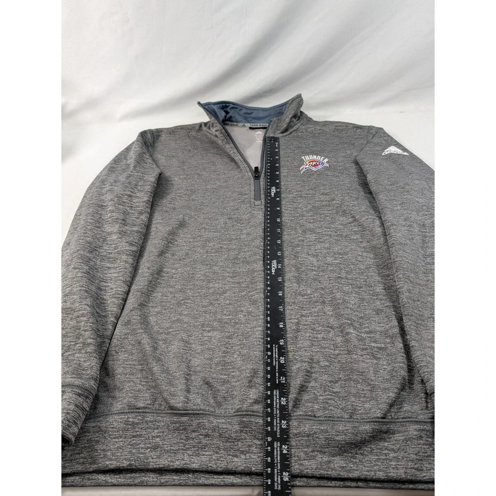 OKC Thunder Adidas Team Issue Climawarm Quarter Zip Pullover Large Heather Gray
